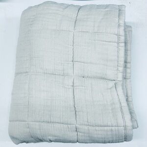 QUINCE Organic Airy Gauze Box Quilt Sham King Grey 8846